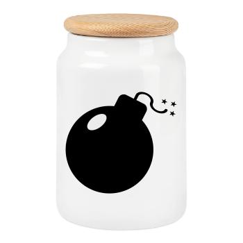 BOMB - Cookie Jar with Wooden Lid - white - Front