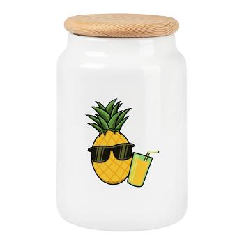 Ananas Pineapple Cocktail - Keksdose mit Holzdeckel - Weiß - Vorne