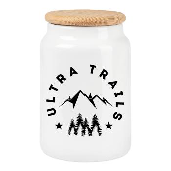 Ultra Trails - Boîte à biscuits avec couvercle en bois - blanc - Devant