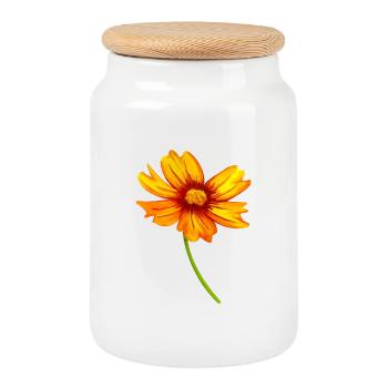 Blume - Keksdose mit Holzdeckel - Weiß - Vorne