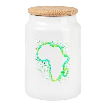 Africa - Cookie Jar with Wooden Lid - white - Front