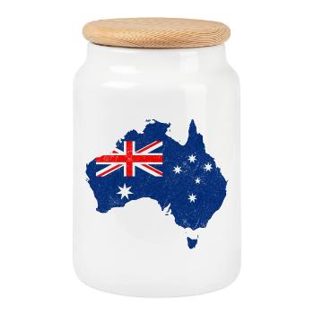 Carte du drapeau de l’Australie - Boîte à biscuits avec couvercle en bois - blanc - Devant