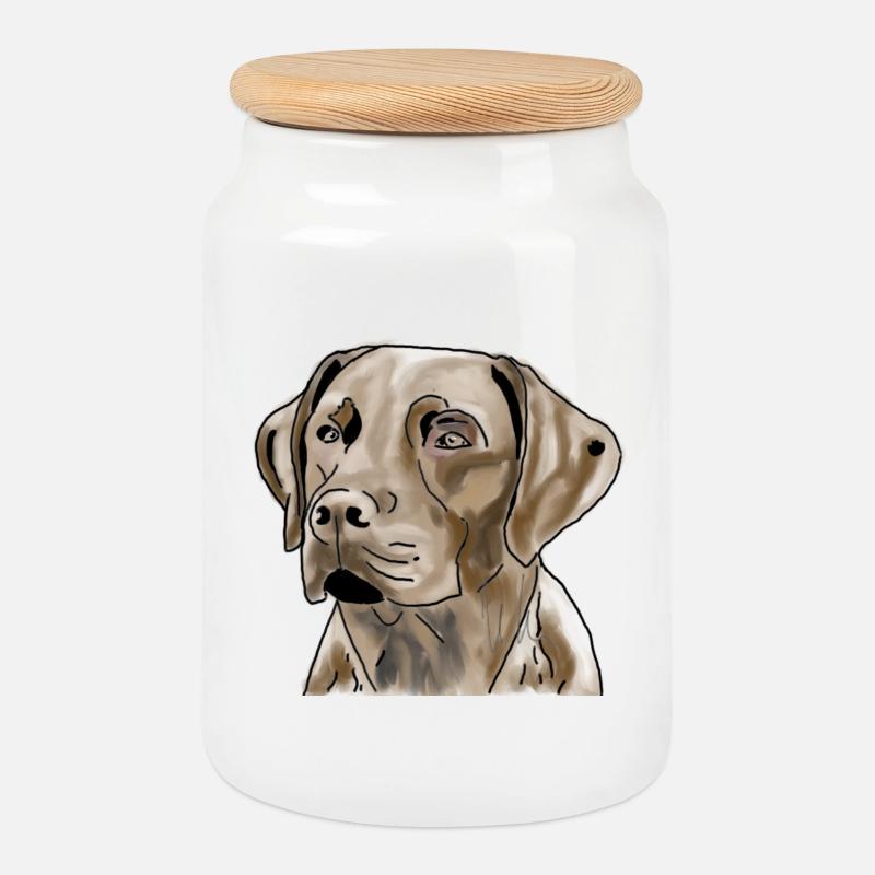 Labrador - Cookie Jar with Wooden Lid - white