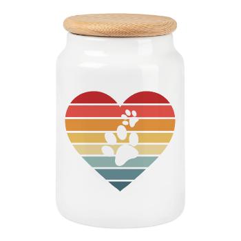 Chiens chiens - Boîte à biscuits avec couvercle en bois - blanc - Devant
