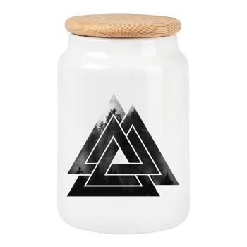 Valknut symbole viking - Boîte à biscuits avec couvercle en bois - blanc - Devant