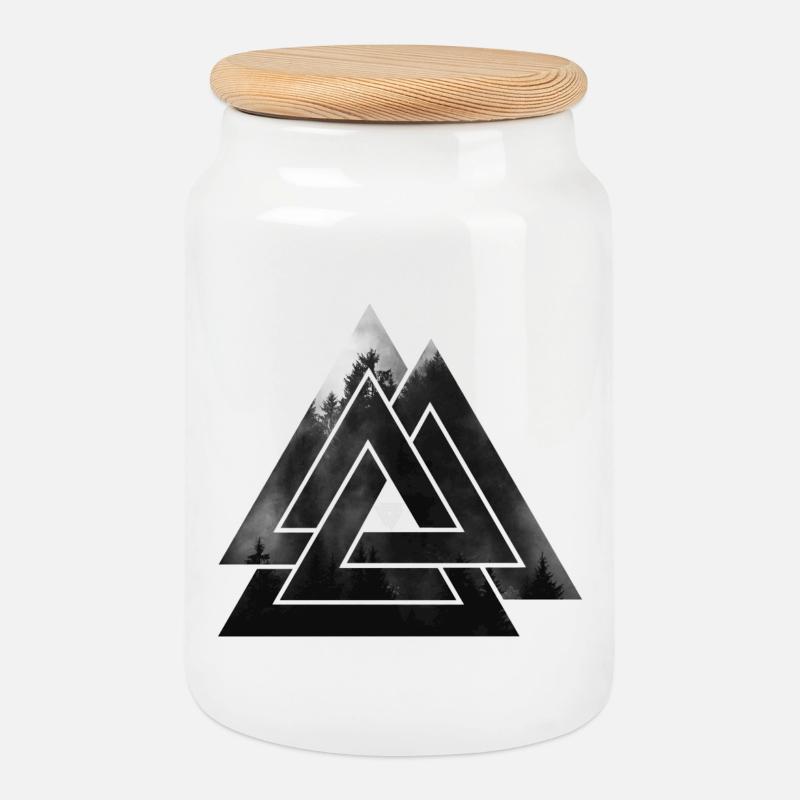 Valknut Wikinger Symbol - Keksdose mit Holzdeckel - Weiß