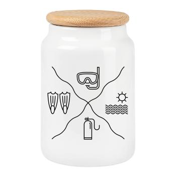 Diving - Cookie Jar with Wooden Lid - white - Front