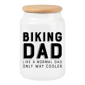 Papa vélo - Boîte à biscuits avec couvercle en bois - blanc - Devant