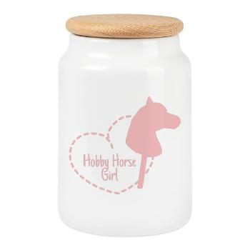 Hobby Horse Horsing Steckenpferd GIRL - Keksdose mit Holzdeckel - Weiß - Vorne