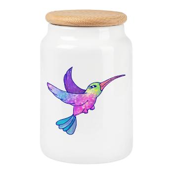 Hummingbird Bird Cute Animals - Cookie Jar with Wooden Lid - white - Front