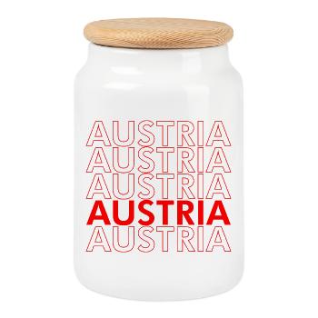 Austria Neon Overprint Pattern - Cookie Jar with Wooden Lid - white - Front