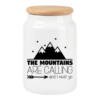 Les montagnes appellent et je dois y aller - Boîte à biscuits avec couvercle en bois - blanc - Devant