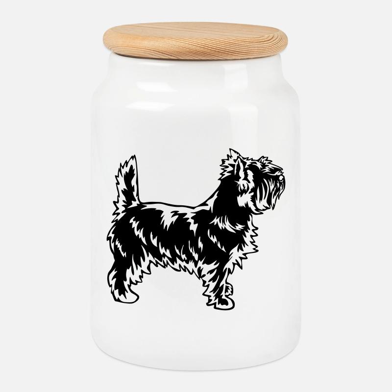 Cairn Terrier - Keksdose mit Holzdeckel - Weiß