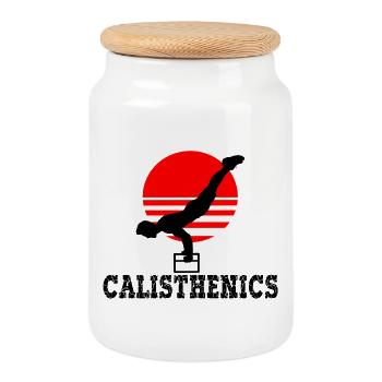 Calisthenics - Cookie Jar with Wooden Lid - white - Front