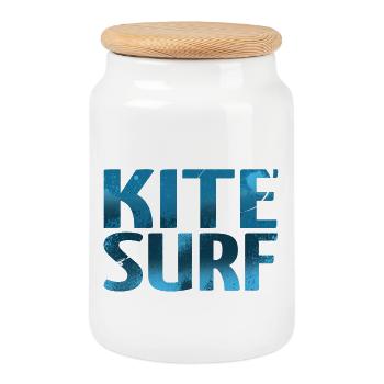 KITESURF 2021 blau - Keksdose mit Holzdeckel - Weiß - Vorne