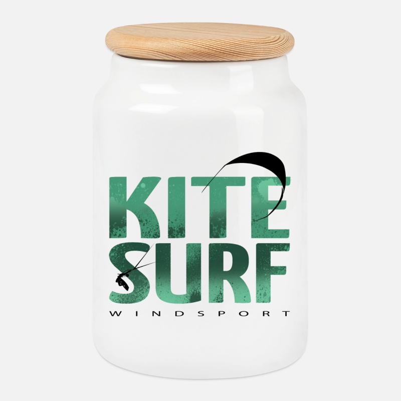 KITESURF 2021 vert - Boîte à biscuits avec couvercle en bois - blanc
