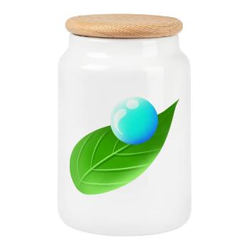 Environnement | De l’eau | Feuille | Protection du climat - Boîte à biscuits avec couvercle en bois - blanc - Devant