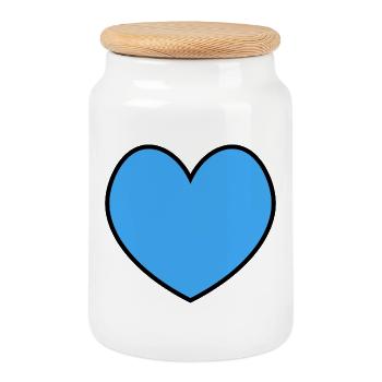 Herz blau black outline - Keksdose mit Holzdeckel - Weiß - Vorne
