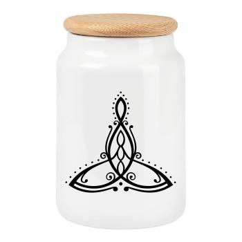 Symbole de la maternité celtique Mère avec trois enfants - Boîte à biscuits avec couvercle en bois - blanc - Devant