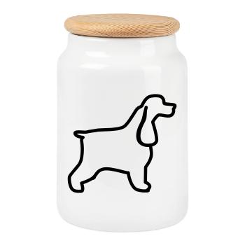 Plan cocker anglais - Boîte à biscuits avec couvercle en bois - blanc - Devant