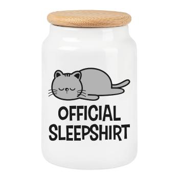 Cat Cats - Cookie Jar with Wooden Lid - white - Front