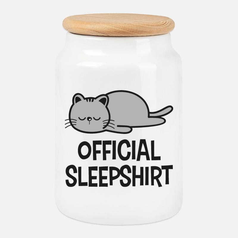 Cat Cats - Cookie Jar with Wooden Lid - white