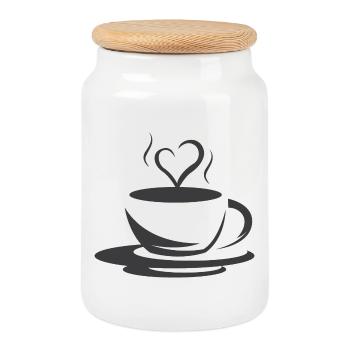Cafe Kaffee Illustration Logo icon Herz Liebe - Keksdose mit Holzdeckel - Weiß - Vorne