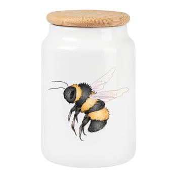 dessin détaillé d’un bourdon volant - Boîte à biscuits avec couvercle en bois - blanc - Devant