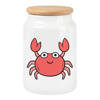Crabe crabe - Boîte à biscuits avec couvercle en bois - blanc - Devant