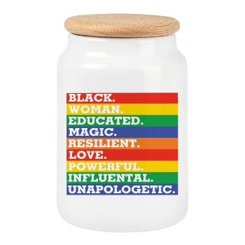 Motivational rainbow color combination - Cookie Jar with Wooden Lid - white - Front