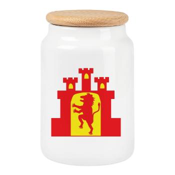 León und Castilla in Rot und Gelb - Keksdose mit Holzdeckel - Weiß - Vorne