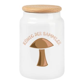 Pilz Pilze Sammler Freunde Marone Steinpilz Grafik - Keksdose mit Holzdeckel - Weiß - Vorne