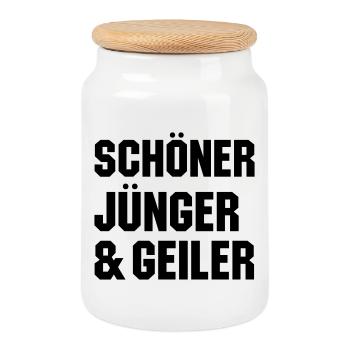 Schöner jünger geiler - Keksdose mit Holzdeckel - Weiß - Vorne