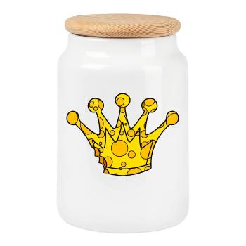 Fromage symbole de la couronne - Boîte à biscuits avec couvercle en bois - blanc - Devant