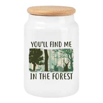 You will find me in the forest - Cookie Jar with Wooden Lid - white - Front