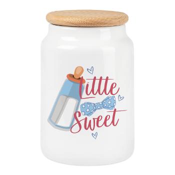Baby small and sweet - Cookie Jar with Wooden Lid - white - Front