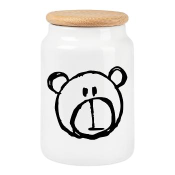Simple Teddy Bear Dessin Team Teddi - Boîte à biscuits avec couvercle en bois - blanc - Devant