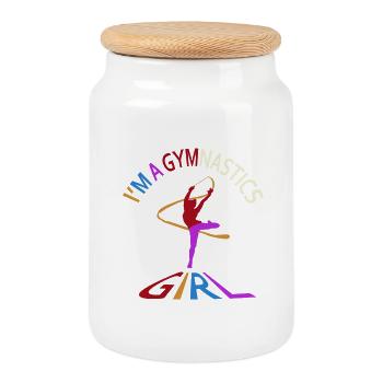 Je suis une fille de gymnastique - Boîte à biscuits avec couvercle en bois - blanc - Devant