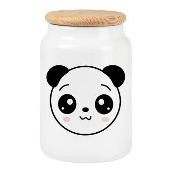 Panda Panda Ours Ours Ours Visage Ours Yeux mignons - Boîte à biscuits avec couvercle en bois - blanc - Devant