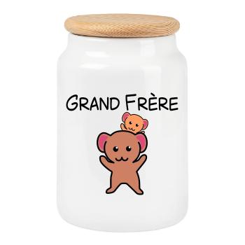 Souris Grand frère - Boîte à biscuits avec couvercle en bois - blanc - Devant