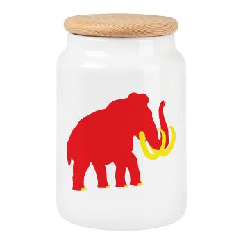 Mammouth laineux jaune rouge - Boîte à biscuits avec couvercle en bois - blanc - Devant