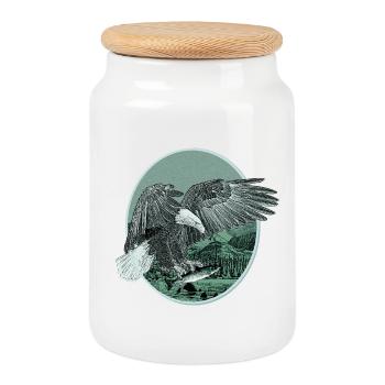 Eagle Eagle Motif Pygargue à tête blanche Chasse à la pêche - Boîte à biscuits avec couvercle en bois - blanc - Devant