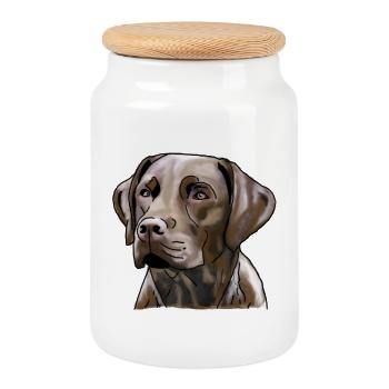 Labrador - Keksdose mit Holzdeckel - Weiß - Vorne