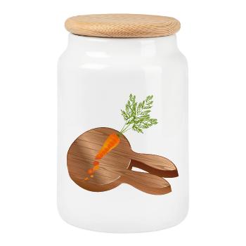 Tête de lapin en bois look avec carotte hachée - Boîte à biscuits avec couvercle en bois - blanc - Devant