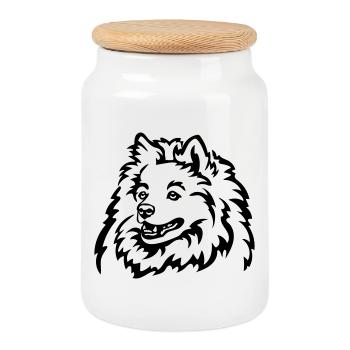 Pointed head - Cookie Jar with Wooden Lid - white - Front