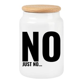 No just no - Cookie Jar with Wooden Lid - white - Front