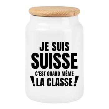 Suisse, fierté Suisse, je suis Suisse - Boîte à biscuits avec couvercle en bois - blanc - Devant