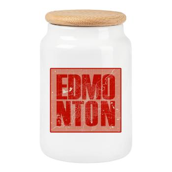 EDMONTON Stadtkarte – Urbanes Design - Keksdose mit Holzdeckel - Weiß - Vorne