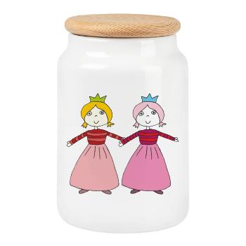 Princess Sisters - Cookie Jar with Wooden Lid - white - Front