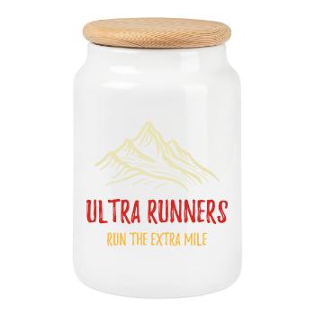 Les coureurs d’Ultra courent le kilomètre supplémentaire - Boîte à biscuits avec couvercle en bois - blanc - Devant